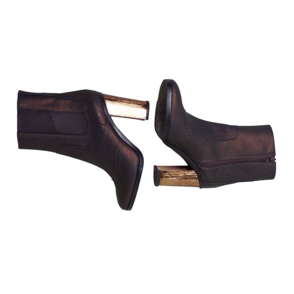 VALENTINA RANGONI FIRENZE Short Boot Block Heel Bronze 7 NEW - Picture 3 of 10